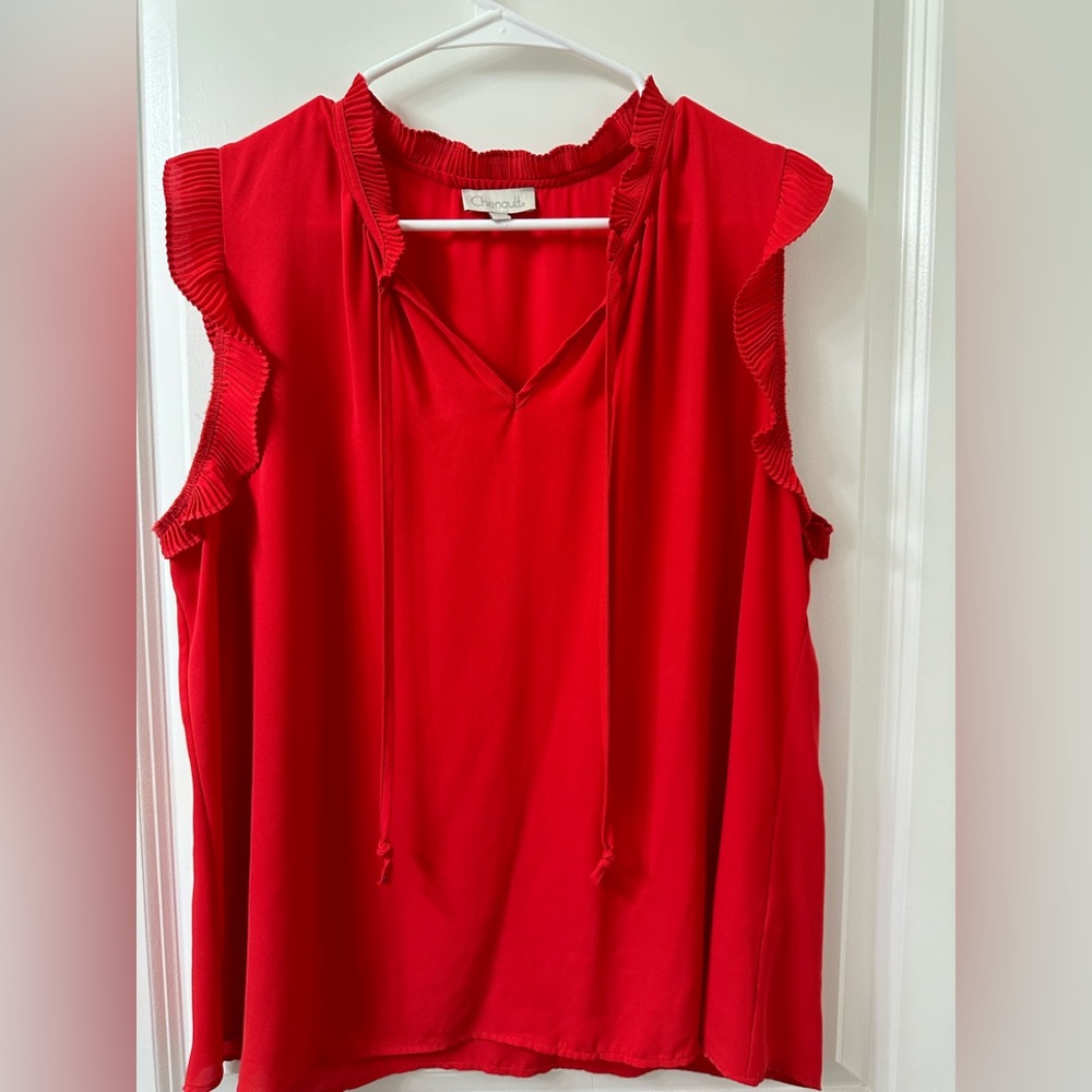 Ruffled edge red blouse